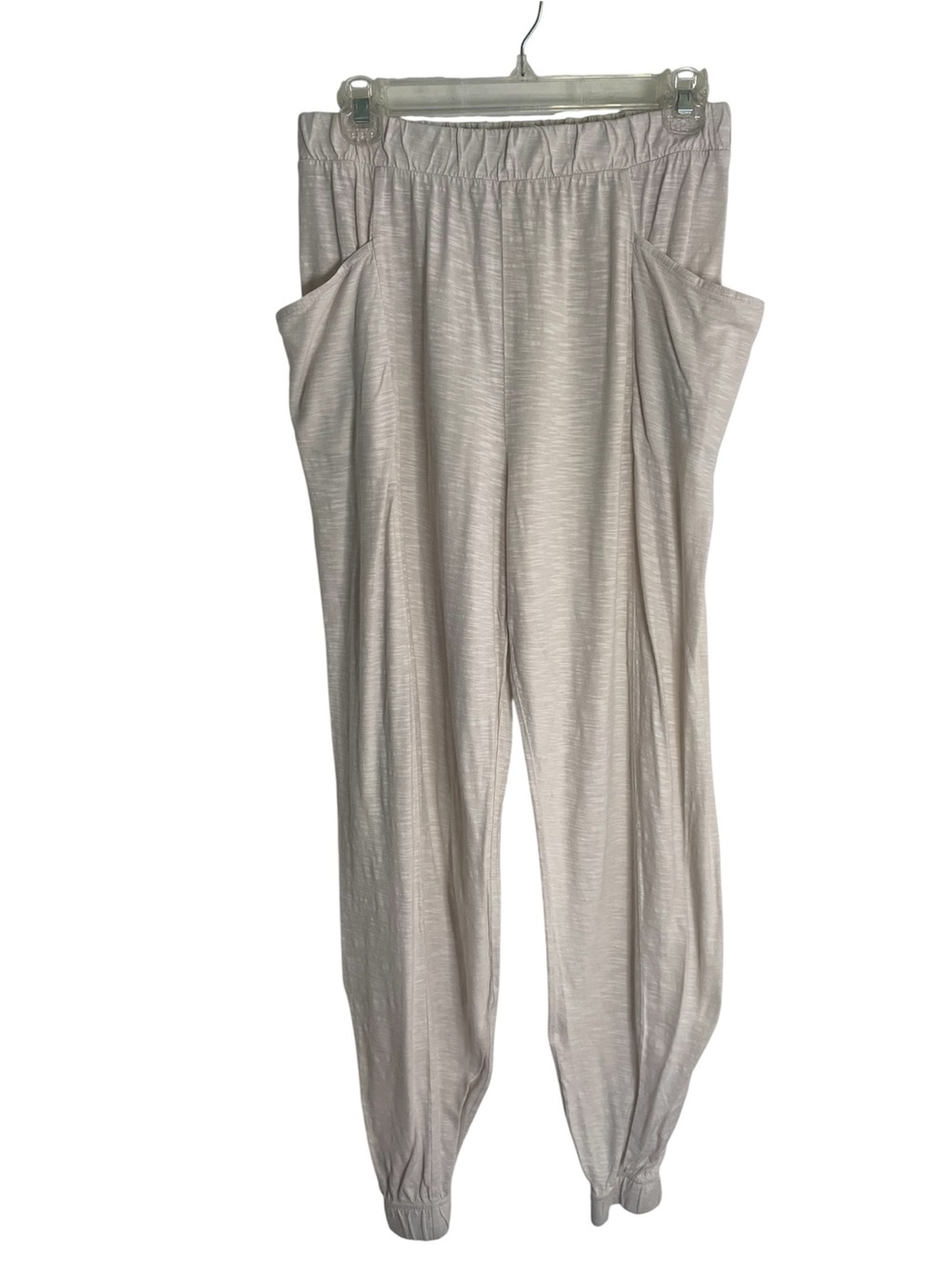 Garnet Hill Light Taupe Elastic-Waist Joggers  Side Pockets Size Medium